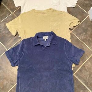 Lot of (3) OAS & COS Men’s Blue White Beige Short Sleeve Terry Tees MEDIUM